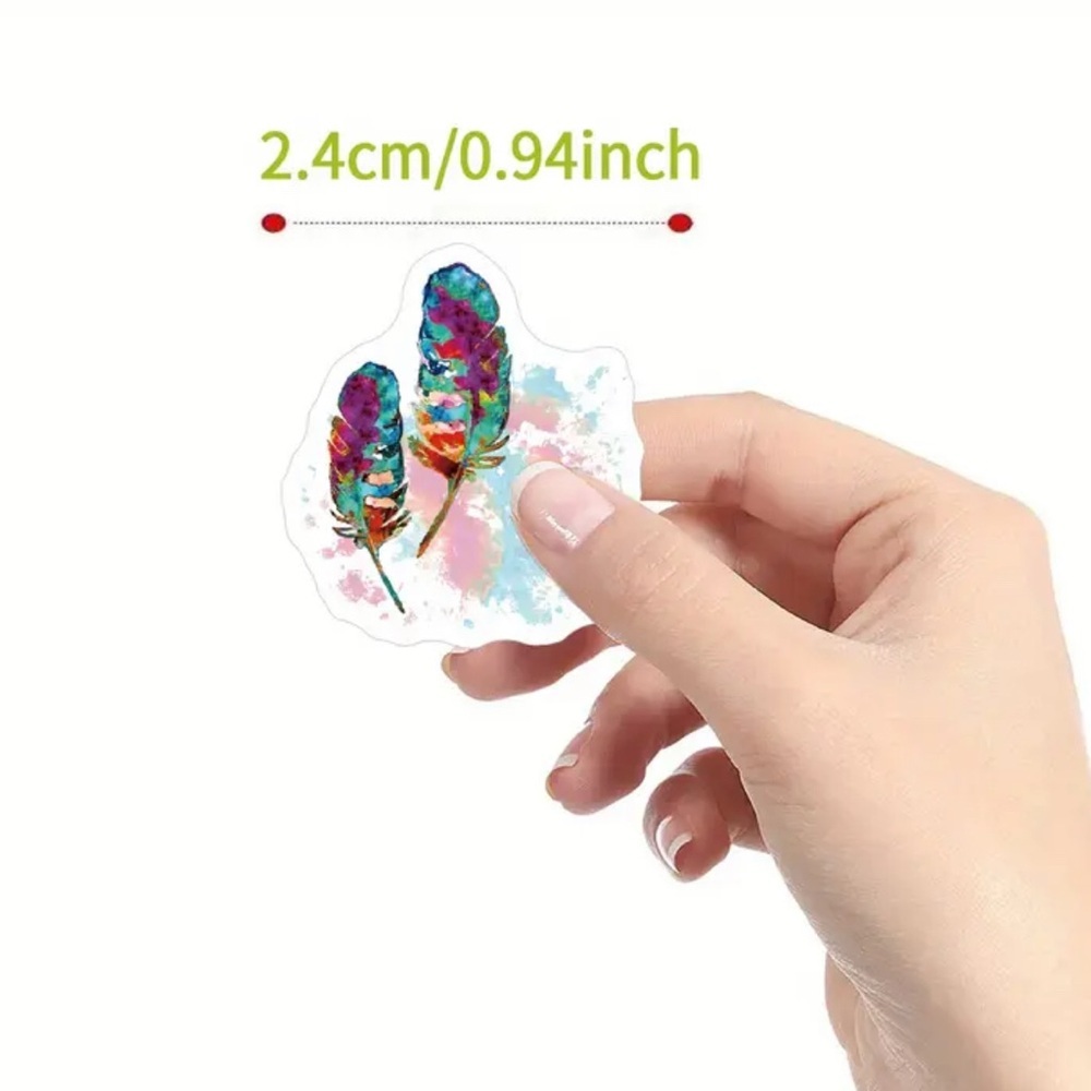 PRICE IS FIRM - Roll of 500 Vibrant Feather (10 different design) Stickers - Picture 2 of 2